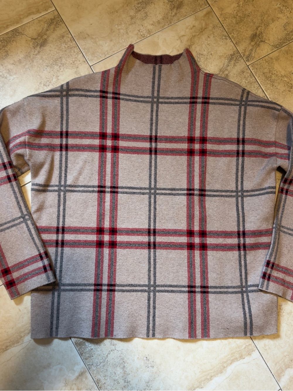 Nicole Miller New York Plaid Knit Sweater - Mock Neck